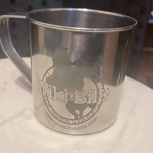 Wild Bills Soda Mug Stainless Beverage Metal Tall Collectible Man Cave